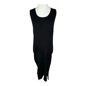 Magaschoni Women's XL Black Ribbed‎ Sleeveless Long Stretchy Dress